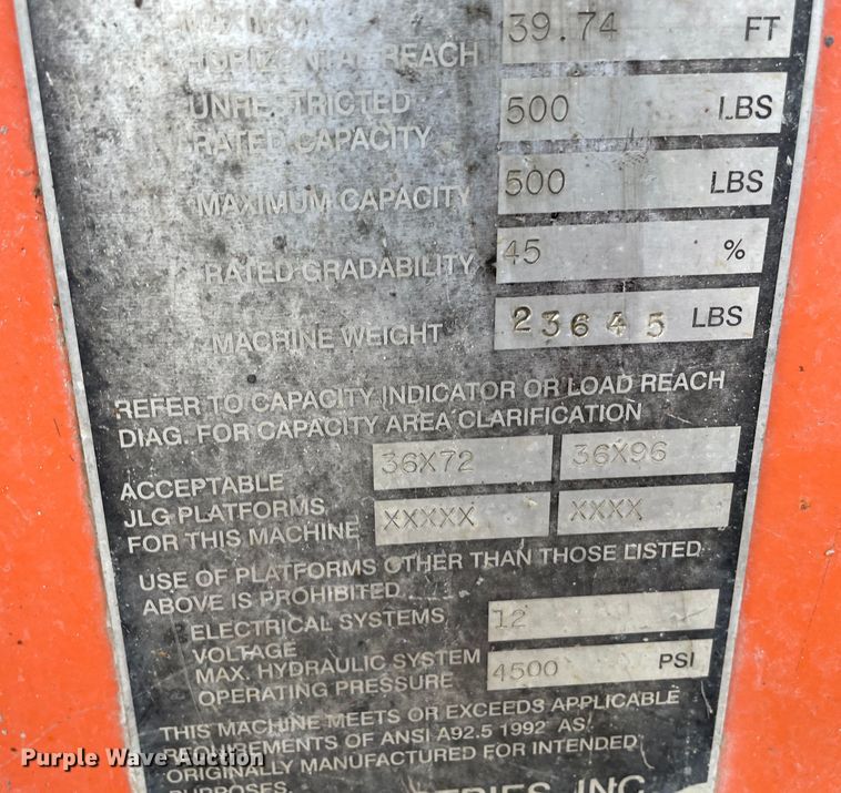 image for item JR9829 2004 JLG 600AJ  boom lift