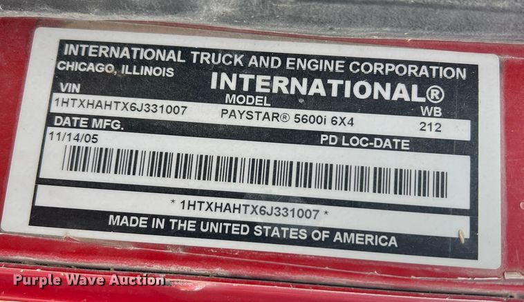 image for item JU9666 2006 International 5600i  ready mix truck