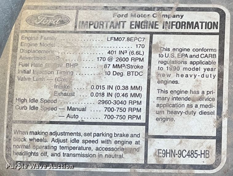 image for item JU9681 1990 Ford F700  bucket truck