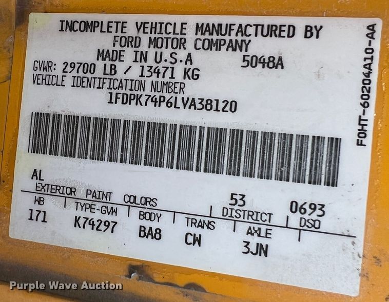 image for item JU9681 1990 Ford F700  bucket truck