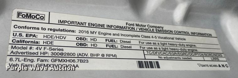 image for item JW9209 2016 Ford F550 Super Duty XL  SuperCab bucket truck