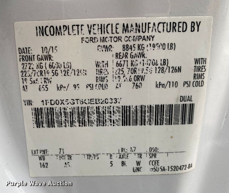 image for item JW9209 2016 Ford F550 Super Duty XL  SuperCab bucket truck