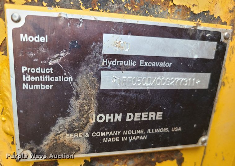 image for item JW9776 2012 John Deere 50D  mini excavator