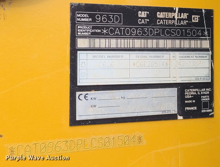 image for item JW9784 2010 Caterpillar 963D  track loader