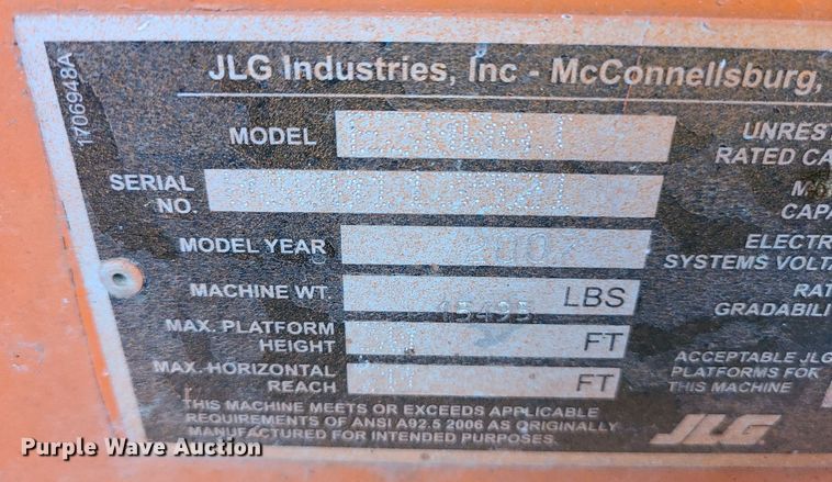 image for item JW9788 2007 JLG E300AJ  boom lift