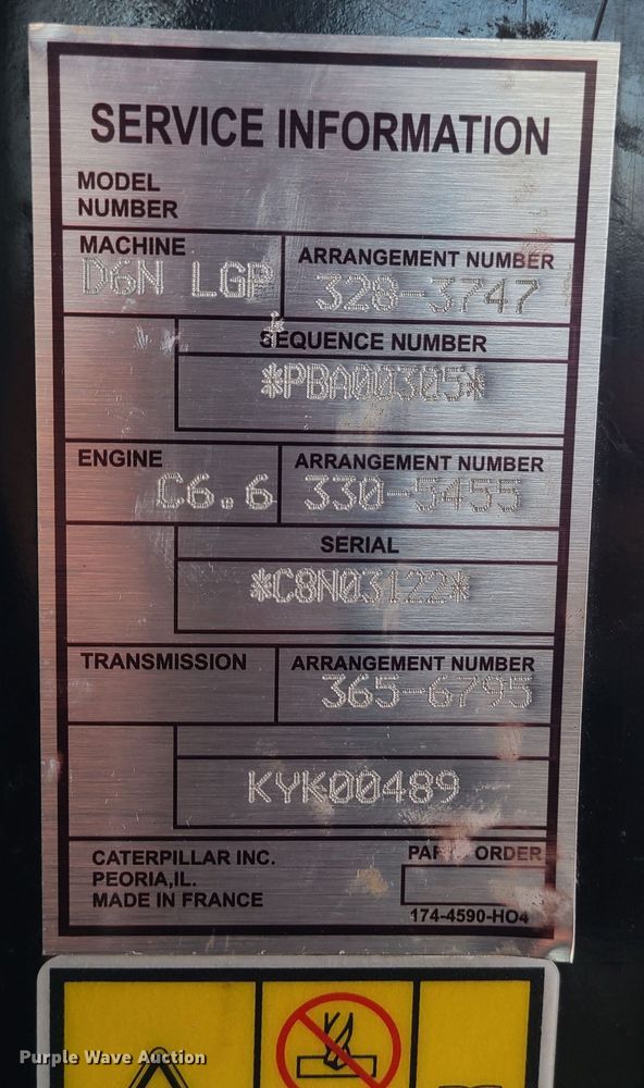 image for item JW9804 2012 Caterpillar D6N LGP  dozer