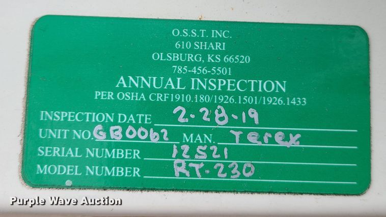 image for item JW9817 2001 Terex RT230  crane