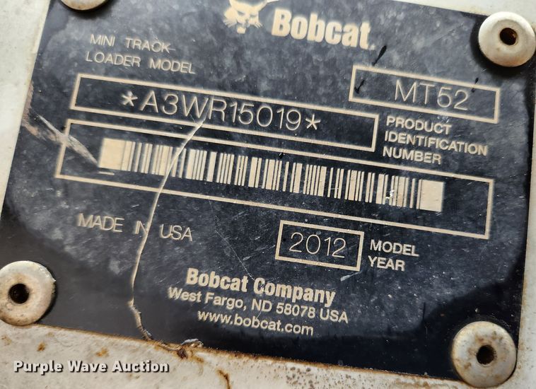 image for item KT9522 2012 Bobcat MT52  compact utility loader