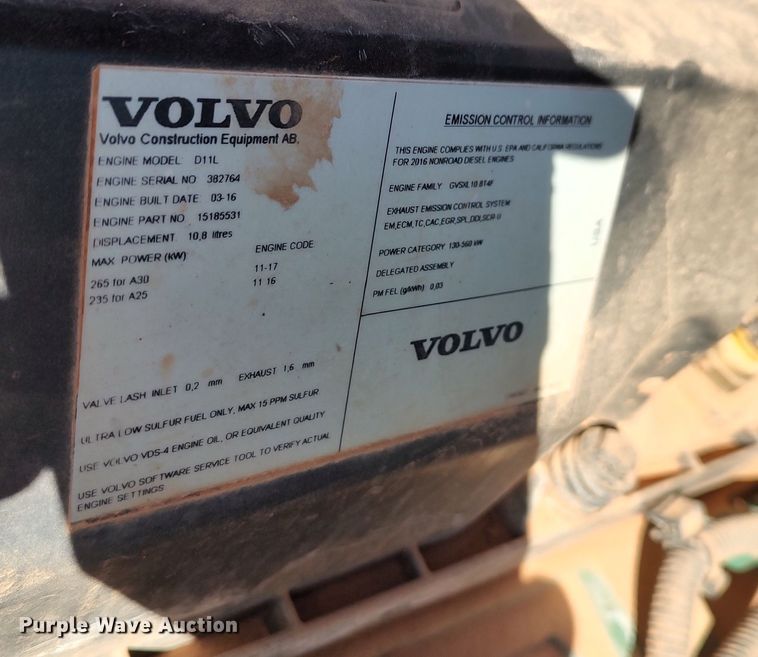 image for item LA9314 2016 Volvo A25G  haul truck