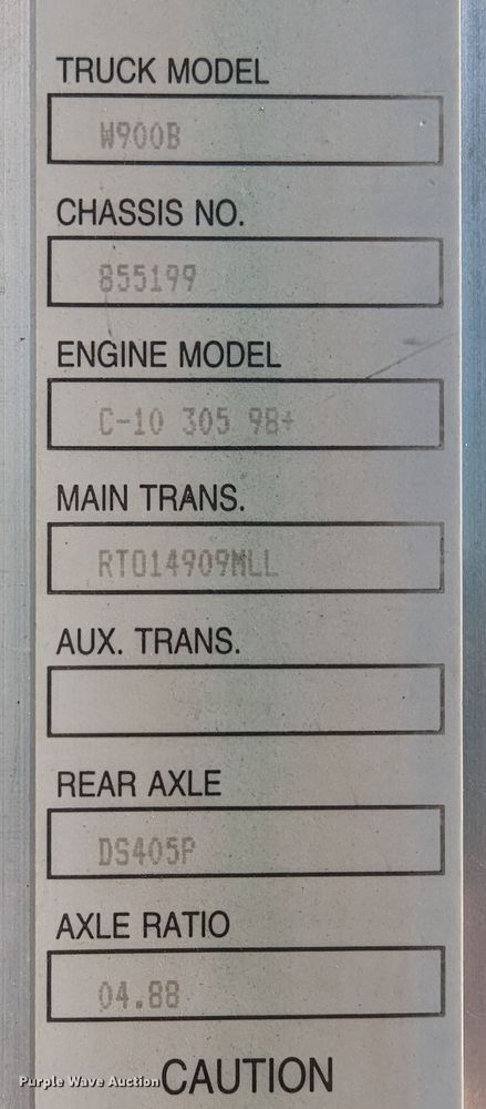 image for item LK9465 2000 Kenworth W900B  dump truck