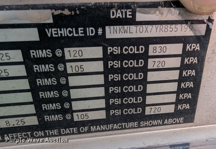 image for item LK9465 2000 Kenworth W900B  dump truck