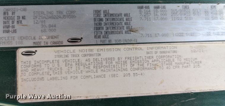 image for item LK9475 2002 Sterling L-Line  flatbed truck