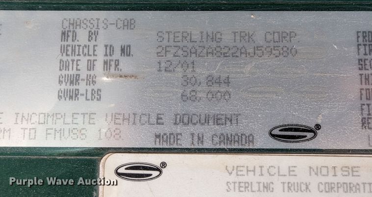 image for item LK9475 2002 Sterling L-Line  flatbed truck