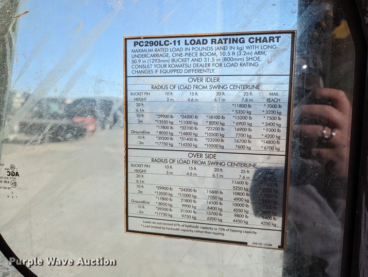 image for item LP9204 2015 Komatsu PC290LC-11  excavator