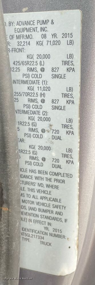 image for item MA9809 2016 International 7600  vacuum truck