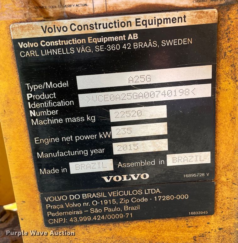 image for item MI9760 2015 Volvo A25G  haul truck