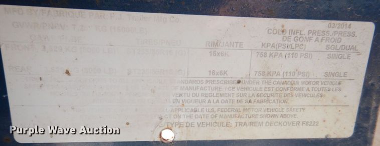 image for item MJ9974 2014 PJ Trailers  equipment trailer