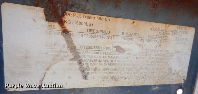 image for item MJ9975 2014 PJ Trailers  equipment trailer