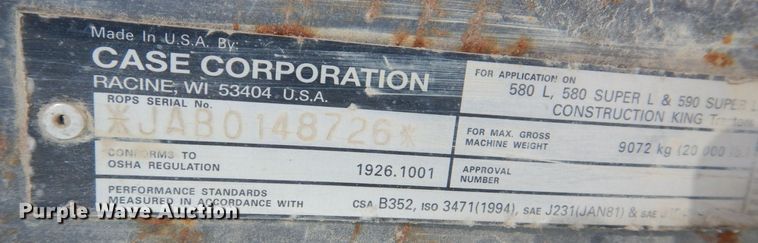image for item MJ9981 1997 Case 580 Super L  backhoe