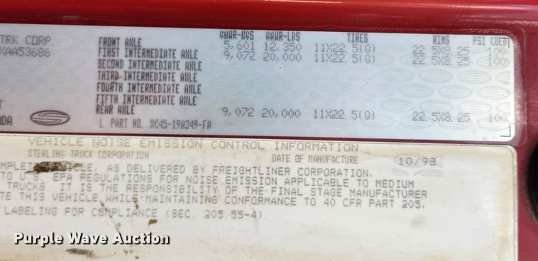 image for item MK9179 1999 Sterling LT7501  dump truck