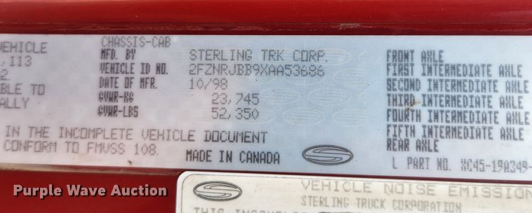 image for item MK9179 1999 Sterling LT7501  dump truck