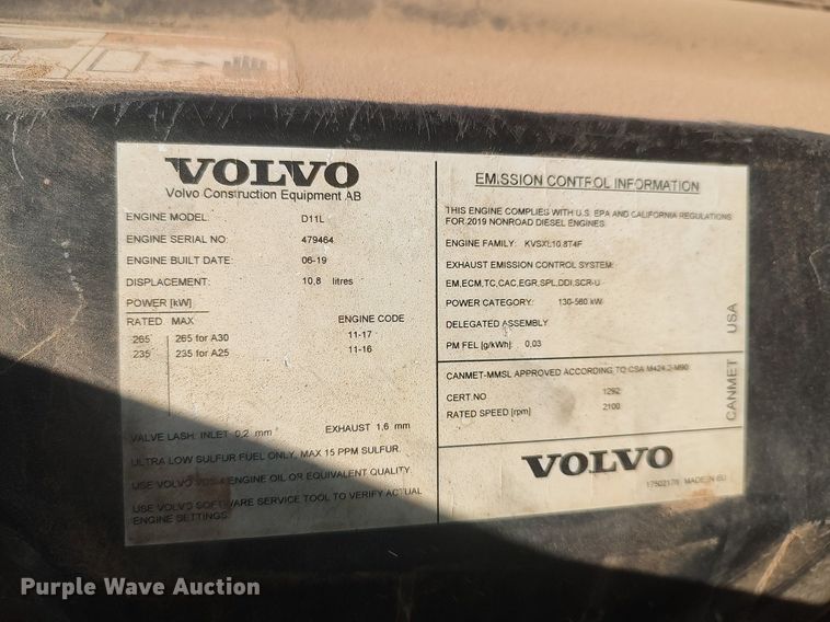 image for item MN9026 2019 Volvo A25G  haul truck