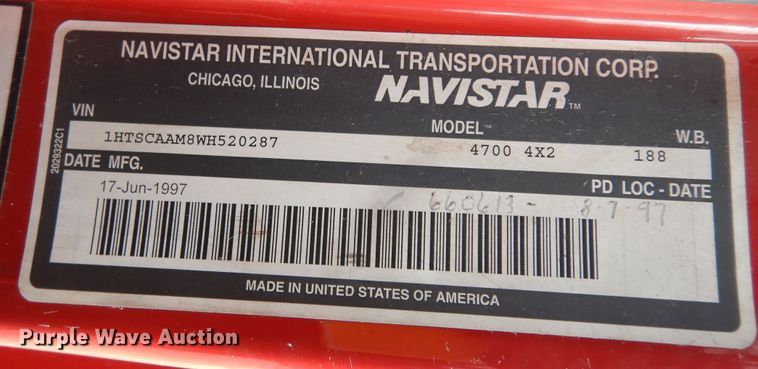 image for item DK7508 1998 International 4700  box truck