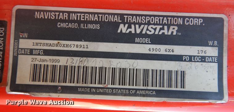 image for item DK7522 1999 International 4900  dump truck