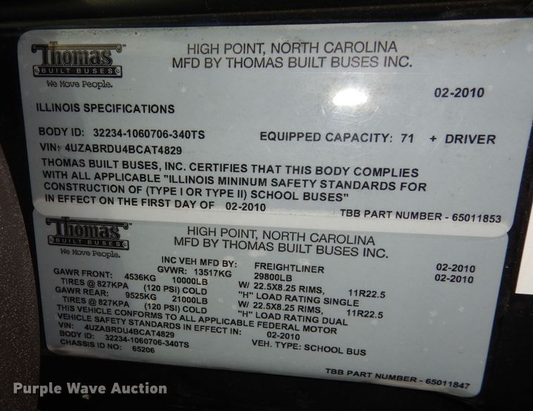 image for item DK7546 2011 Freightliner B2  school bus