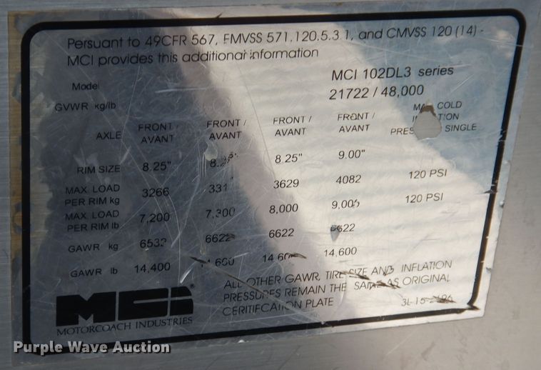 image for item DK7572 1993 MCI D4500  coach bus