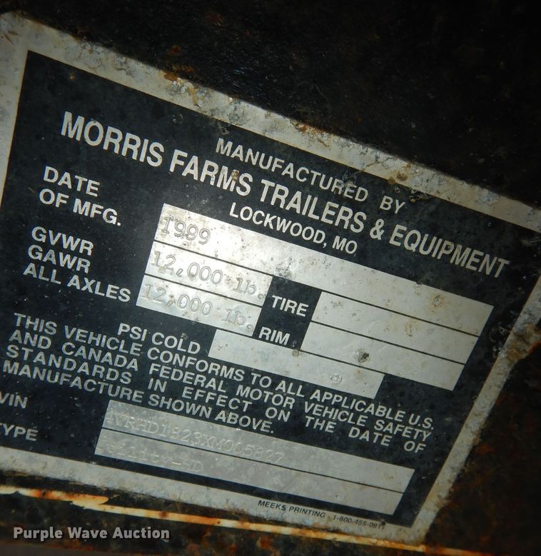 image for item DK7575 1999 Morris  equipment trailer