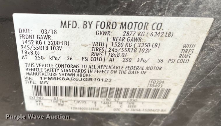 image for item DQ3946 2018 Ford Explorer Police Interceptor  SUV