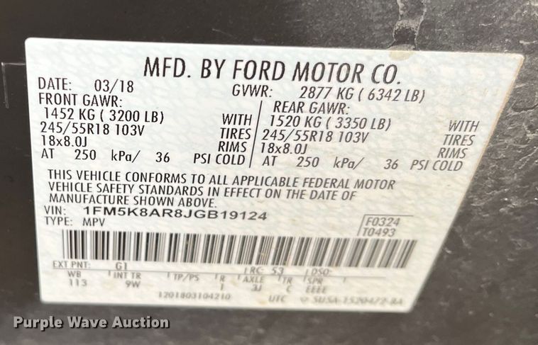 image for item DQ3949 2018 Ford Explorer Police Interceptor  SUV