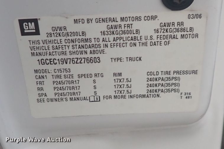 image for item DQ5084 2006 Chevrolet Silverado 1500  pickup truck