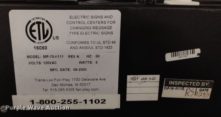 image for item DR8128 Trans-Lux Fair-Play MP-7108  scoreboard