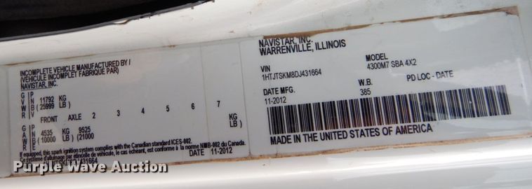 image for item JK9173 2013 International DuraStar 4300  dump truck