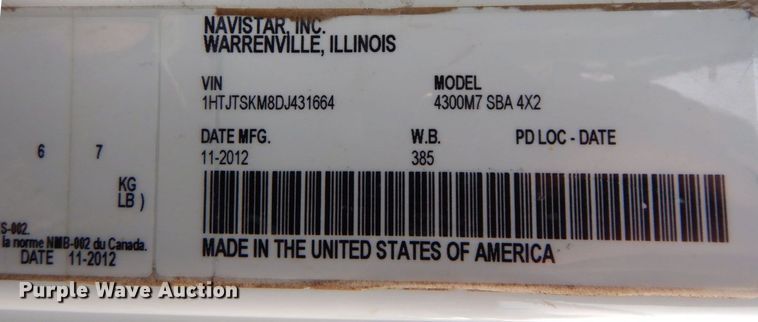 image for item JK9173 2013 International DuraStar 4300  dump truck