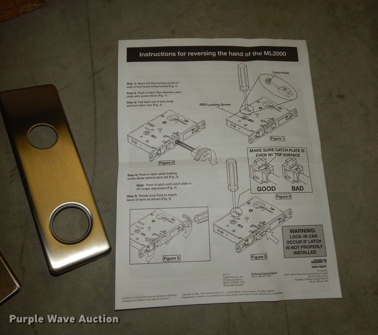 image for item JQ9896 Approximately 31 Corbin Russwin ML2000 door handle assemblies