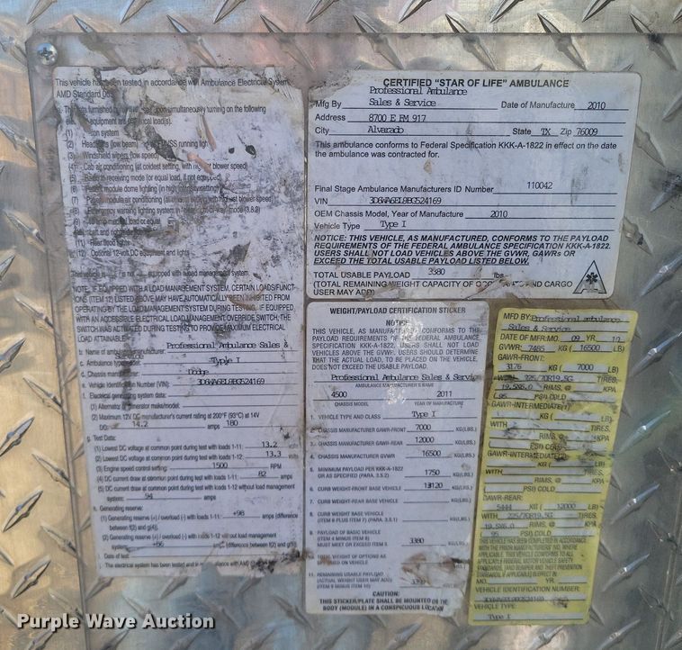 image for item LG9484 2011 Dodge Ram 4500HD  ambulance