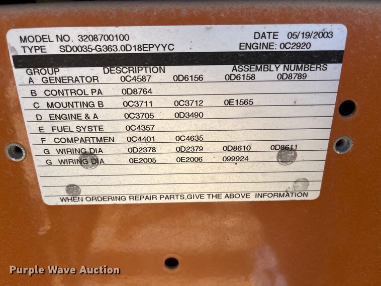 image for item LP9809 2003 Generac 2000 Series  generator