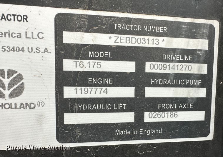 image for item LT9300 2014 New Holland T6.175  MFWD tractor