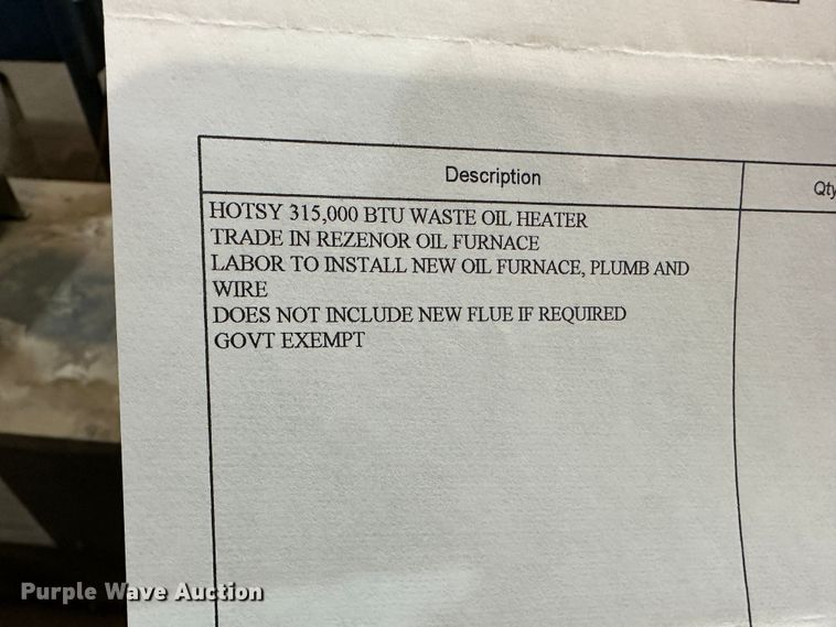 image for item LT9301 Hotsy 315  heater