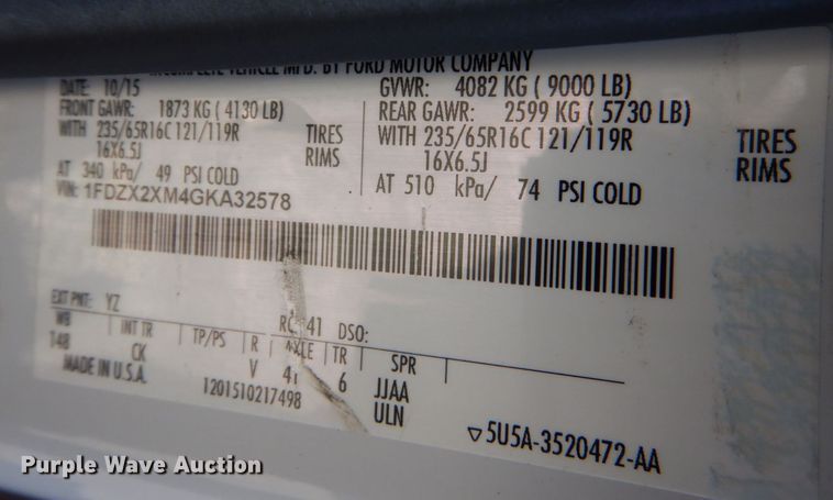 image for item MM9648 2016 Ford Transit  shuttle bus