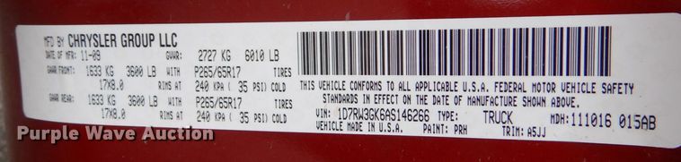 image for item MM9681 2010 Dodge Dakota  Crew Cab pickup truck