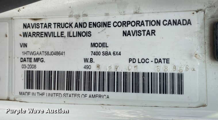 image for item MM9696 2008 International WorkStar 7400 dump truck