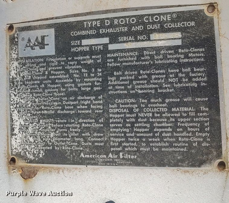 image for item MM9984 AAF Skimmer  dust collector