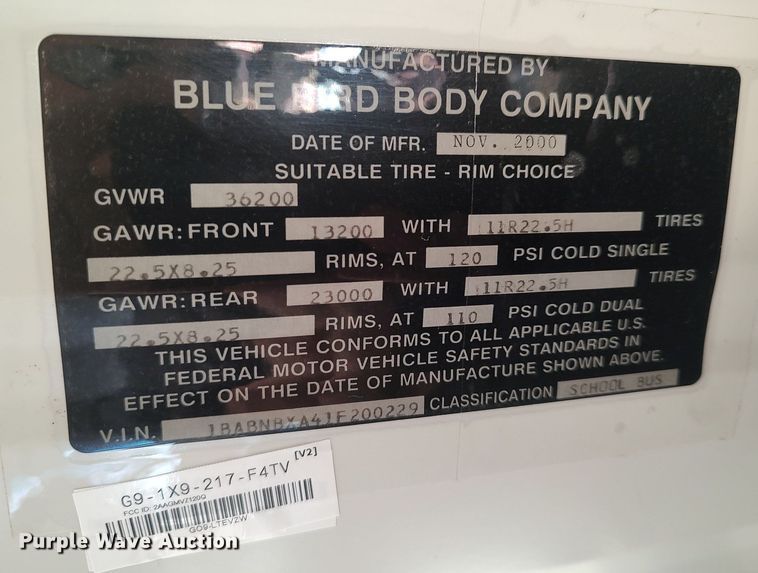 image for item MM9990 2001 Blue Bird  school bus