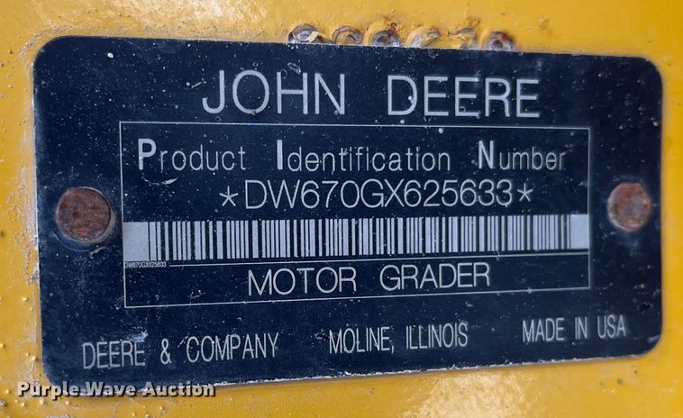 image for item MW9455 2009 John Deere 670G  motor grader
