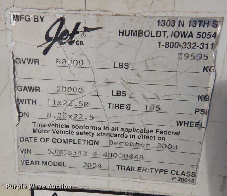 image for item DK7534 2004 Jet  grain trailer