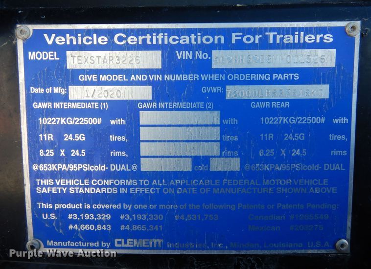 image for item DF8319 2021 Clement Texstar 3226  end dump trailer